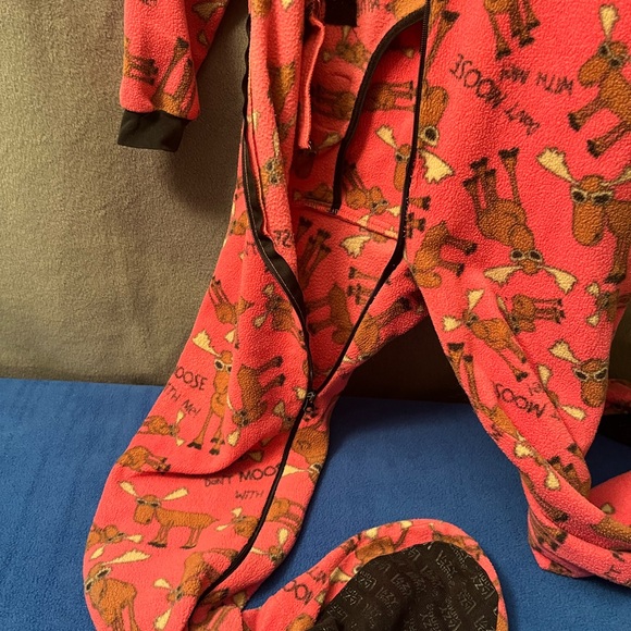 Lazy One fleece footed moose pajamas - Picture 2 of 8
